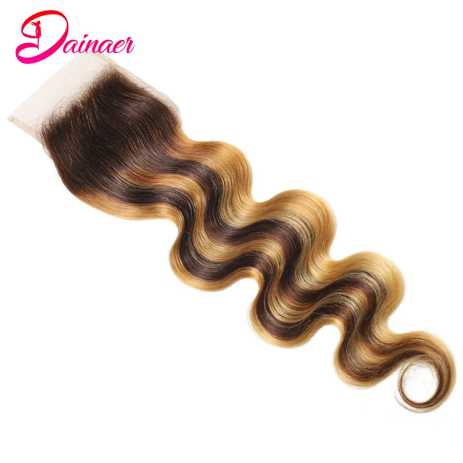 P4 27 Highlight 13x4 Transparent Lace Frontal Human Hair Body Wave 4x4 Closure Brazilian Human Hair Closures Body Wave Only Remy