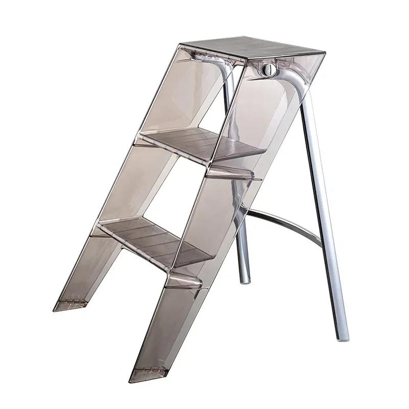 Acrylic Transparent Household Plastic Stepladder folding step stool telescoping ladder Folding Indoor Thickened Herringbone Storage Three-step Ladder
