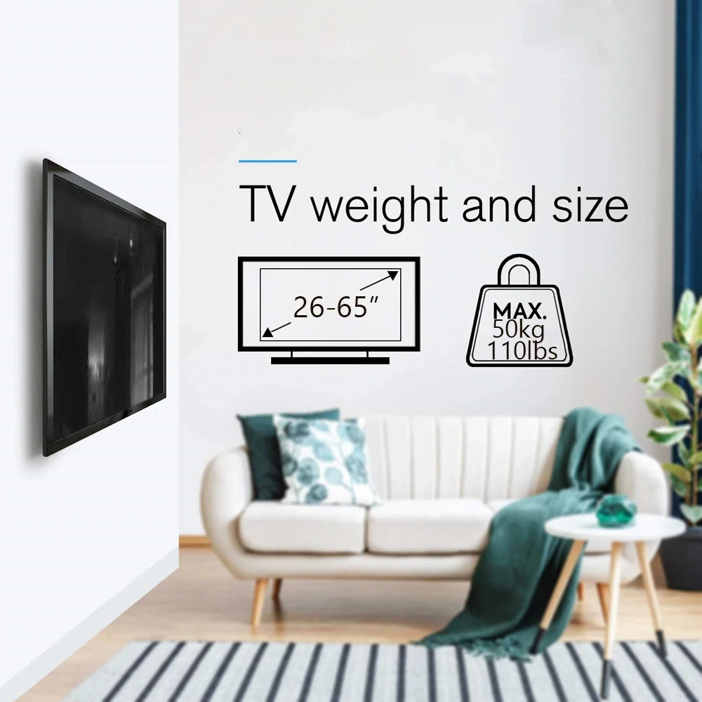 마운트 모니터 홀더 조정 가능한 로우 프로파일 플랫 TV 벽걸이형 LCD LED 모니터 26-63인치 TV 벽걸이 브래킷 범용 TV