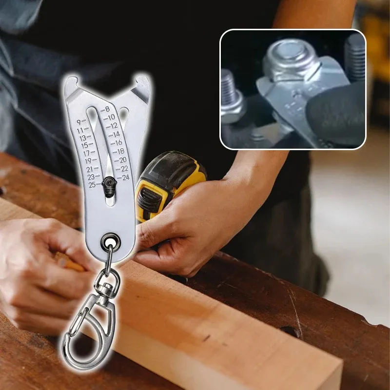 너트 볼트 헤드 사이즈 캐처 키체인 도구 정밀 볼트 파인더 게이지, 자동차 수리..