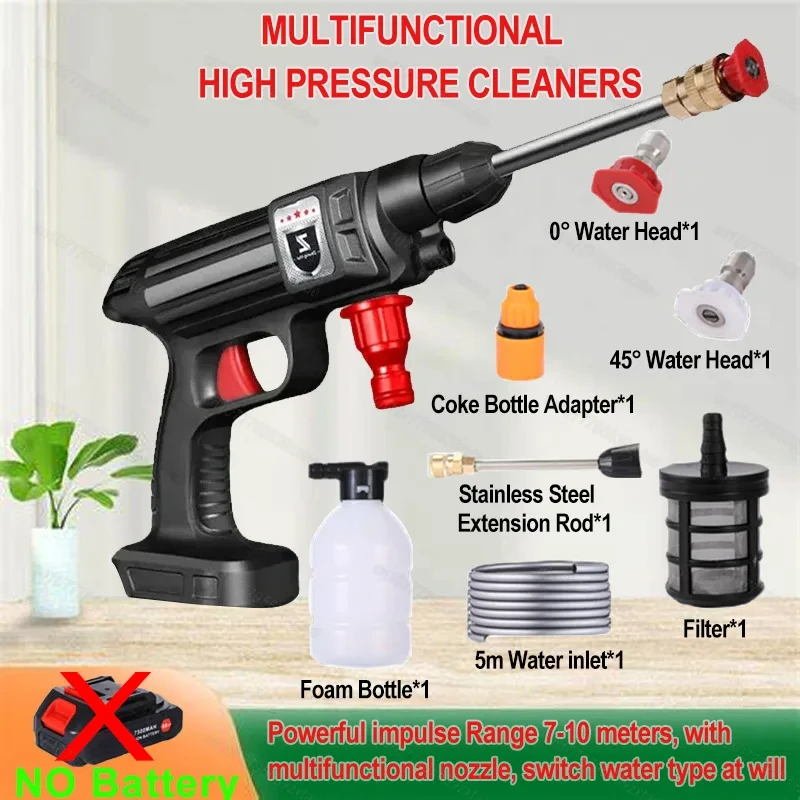 High pressure washer gun Electric water spray gun High pressure washer High pressure sprayer Garden Cleaning Washer High Pressure Wash Gun For Household Car Irrigation Tools For Makita 30Bar Cordless Without Battery Kit