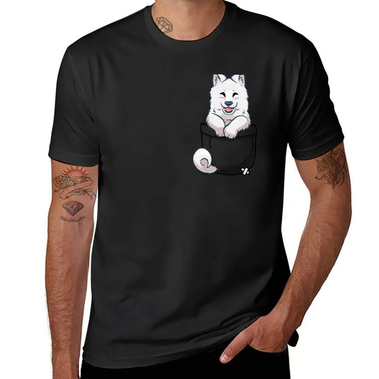 

Pocket Samoyed T-Shirt customizeds vintage clothes cute tops anime clothes oversized t shirts for men