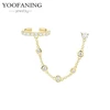 YUXINTOME 1 PC 925 en argent Sterling aiguille d'oreille coloré Zircon chaîne gland boucles d'oreilles pour les femmes deux trous boucle d'oreille bijoux A45