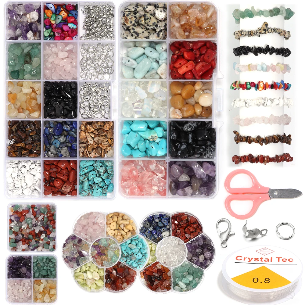 ぶっちゃけ、天然石セット 1Box 4/7/10/15Grid Natural Stone Set Box Accessories Crushed