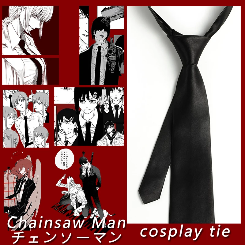 Chainsaw Man Denji Makima Power Aki Hayakawa Tie Cosplay Anime Demon Hunter Neck Ties Halloween Costumes Accessories Party Props