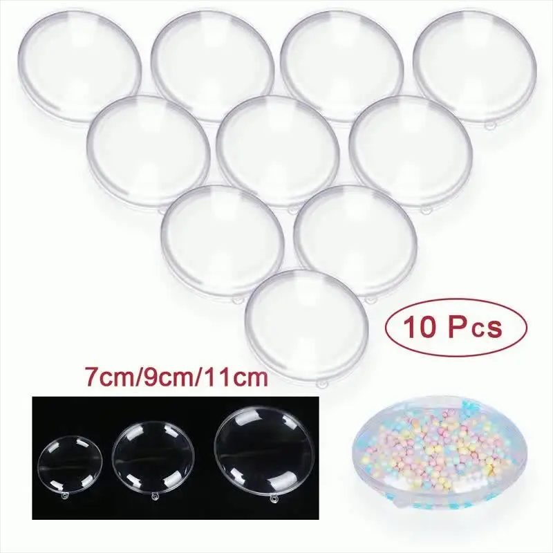 Boules Plates Transparentes à Remplir - Lot De 10, Diamètres 7/9/11 Cm - Décoration Suspendue Réutilisable