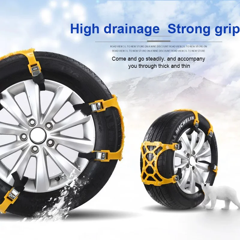 3pcs Car Snow Tire Chains Mud Tyre Wheels Thick Anti-Skid Belt For Car/SUV/Truck Portable Easy to Mount Emergency Traction Car