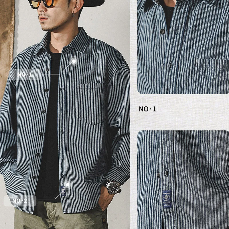 2023 New High Quality Striped Polo Neck Shirt Korean Edition Fashion Men And Women's Loose Thin Long Sleeved Top Coat Dark Blue