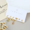 MIGGA 6pcs Mix and Match Trendy Dangle Earrings Set for Women Gold Color Plated Cubic Zircon Jewelry 5
