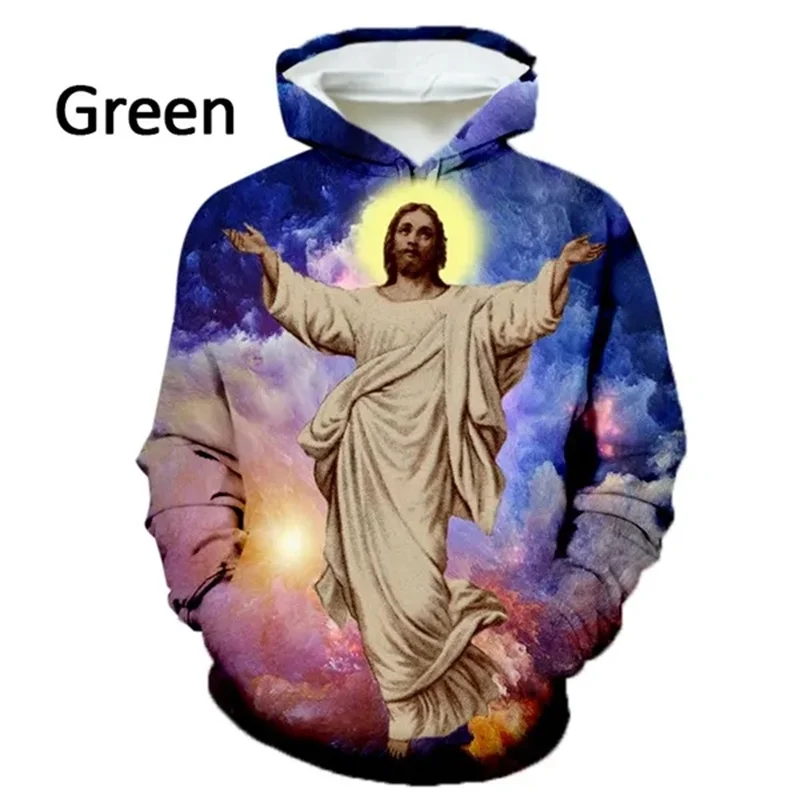thumbnail image 1 of Sudadera con capucha con estampado 3D de Dios Jesús y la cruz de la fe cristiana, sudadera de moda para niños, unisex, jersey de invierno de El Redentor, 1 of 4