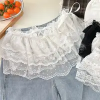 Lace Mini Skirts Women Elegant Sweet Lolita Short Skirts High Waist Y2k Streetwear Ruffle Skirts Lace Trim Butt Curtain Skirt - Image 4