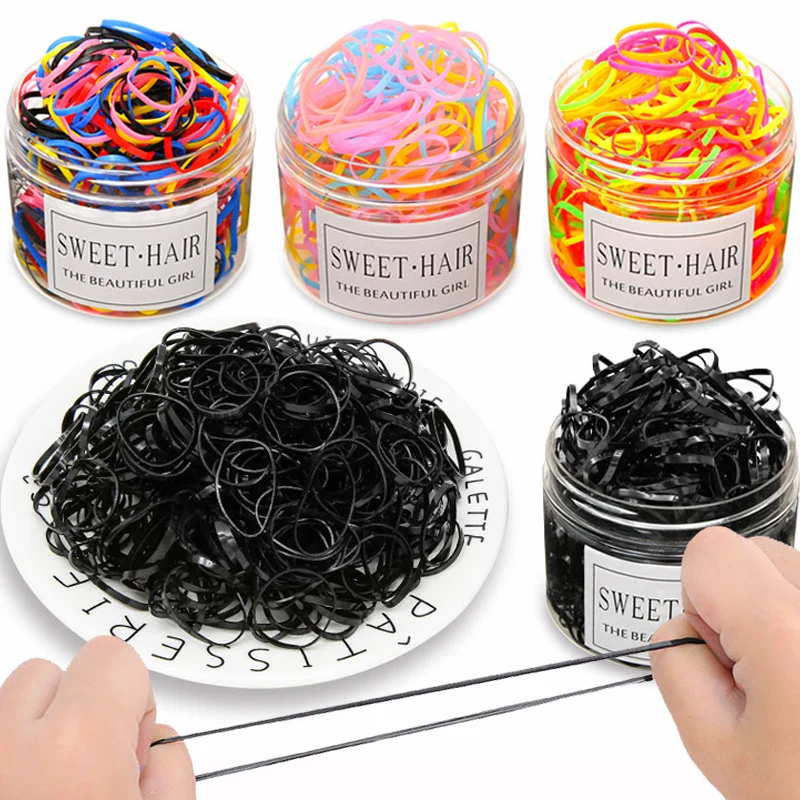 

500Pcs Cute Girls Colorful Hair Ties Disposable Rubber Bands Gum Ponytail Holder Elastic Hair Band Rope Kids Hair Accessories