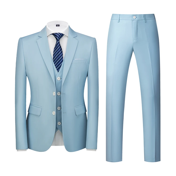 16 Colors ( Jacket + Vest + Pants ) Men's High Quality Formal Business Slim Fit Mens Suit Best Groom Wedding Tuxedos 3 piece Set
