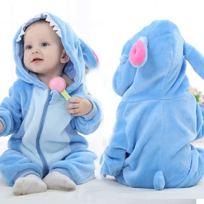 Baby Rompers Winter Kigurumi Stitch Costume Girls Boy Toddler Animal Jumpsuit Infant Clothes Pyjama Kids Overalls Ropa Bebes Baby Jumpsuit Cotton Jumpsuit