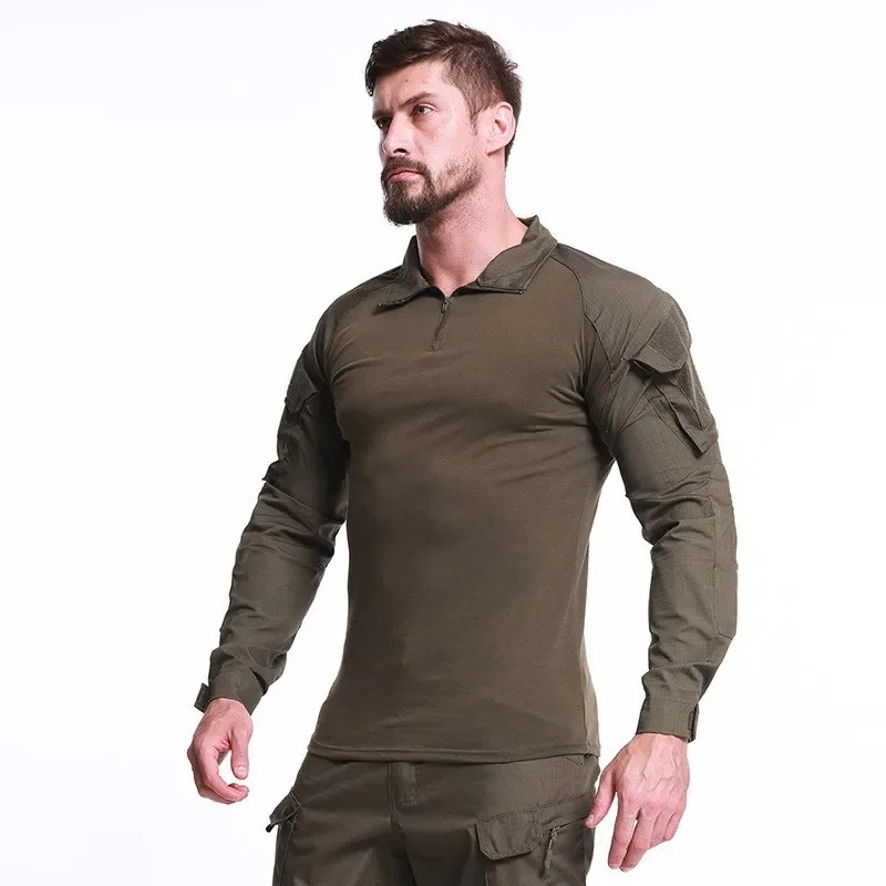 S-5XL Big Size Tactical Shirt Uniform Outdoor Camouflage Combat Clothes Hiking Training Military Tops Long Sleeve Army Fan