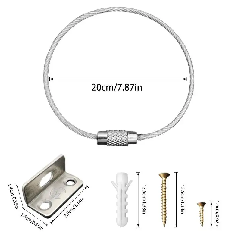 Furniture Anti-Tip Kit 2PCS Adjustable Child Secure Wall Straps Stainless Steel Dresser Wall Safety Anchor Sturdy Metal