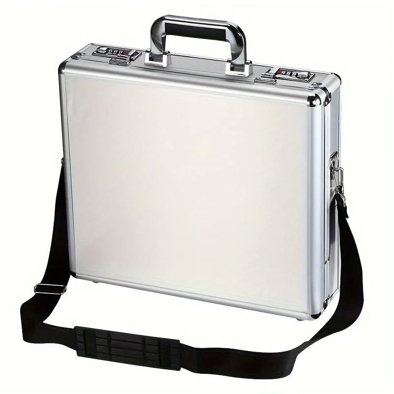 Portable Password Aluminum Alloy Toolbox File Storage Multi-slot Storage Box With Shoulder Strap Lockable