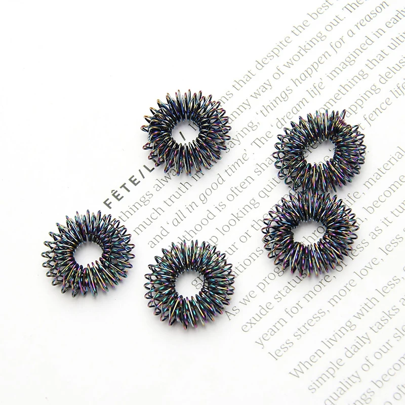 Finger Massage Ring Acupuncture Ring Therapy Relax Hand 5pcs/Set Black Gold