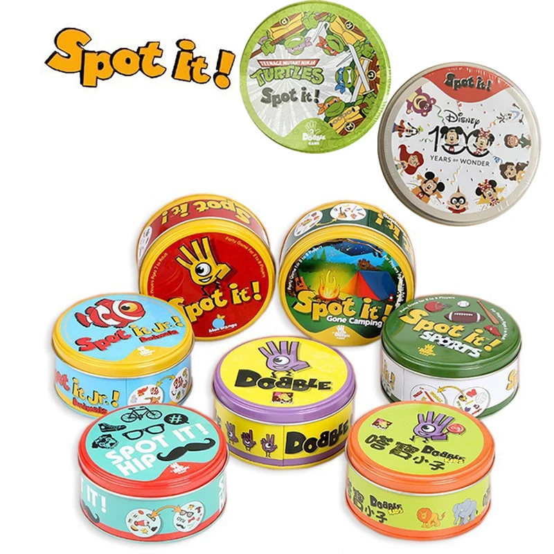 Spot It Dobble Card Game100th Anniversary Disney Metal Box Pokemon Pikachu Mirage Party Board Game Picnic Reunion For Kids Gifts