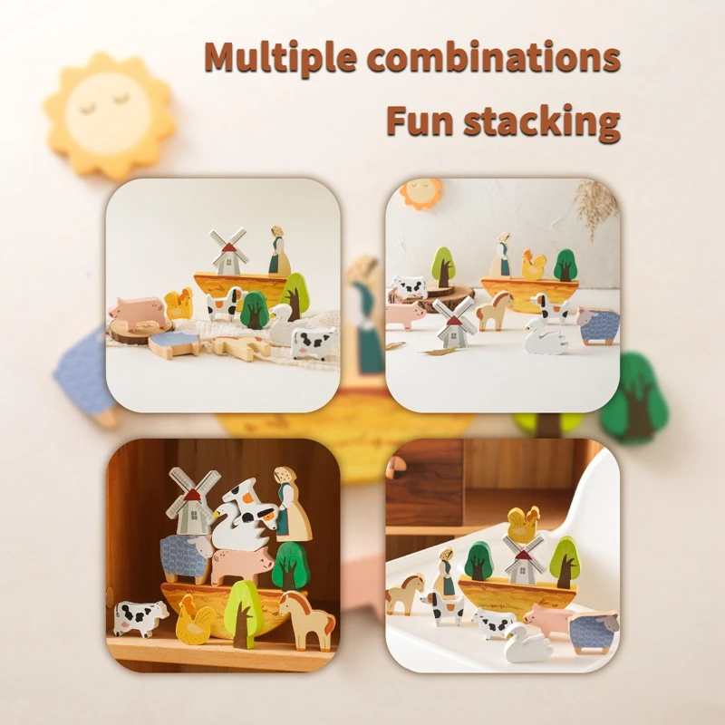 Montessori Game 1Set Of Farm Simulated Wooden Children's Toys Educational Toy Baby Room Decoration Desktop Furnishings Baby Gift wooden toys