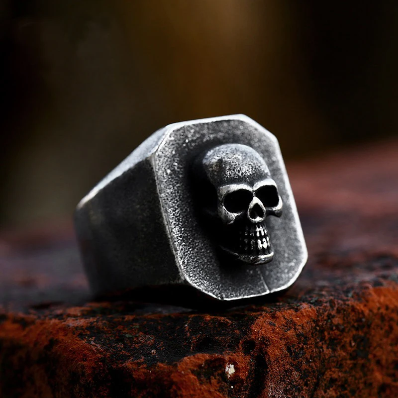 Vintage Punk Stainless Steel Skull Rings for Men Gothic Punk
