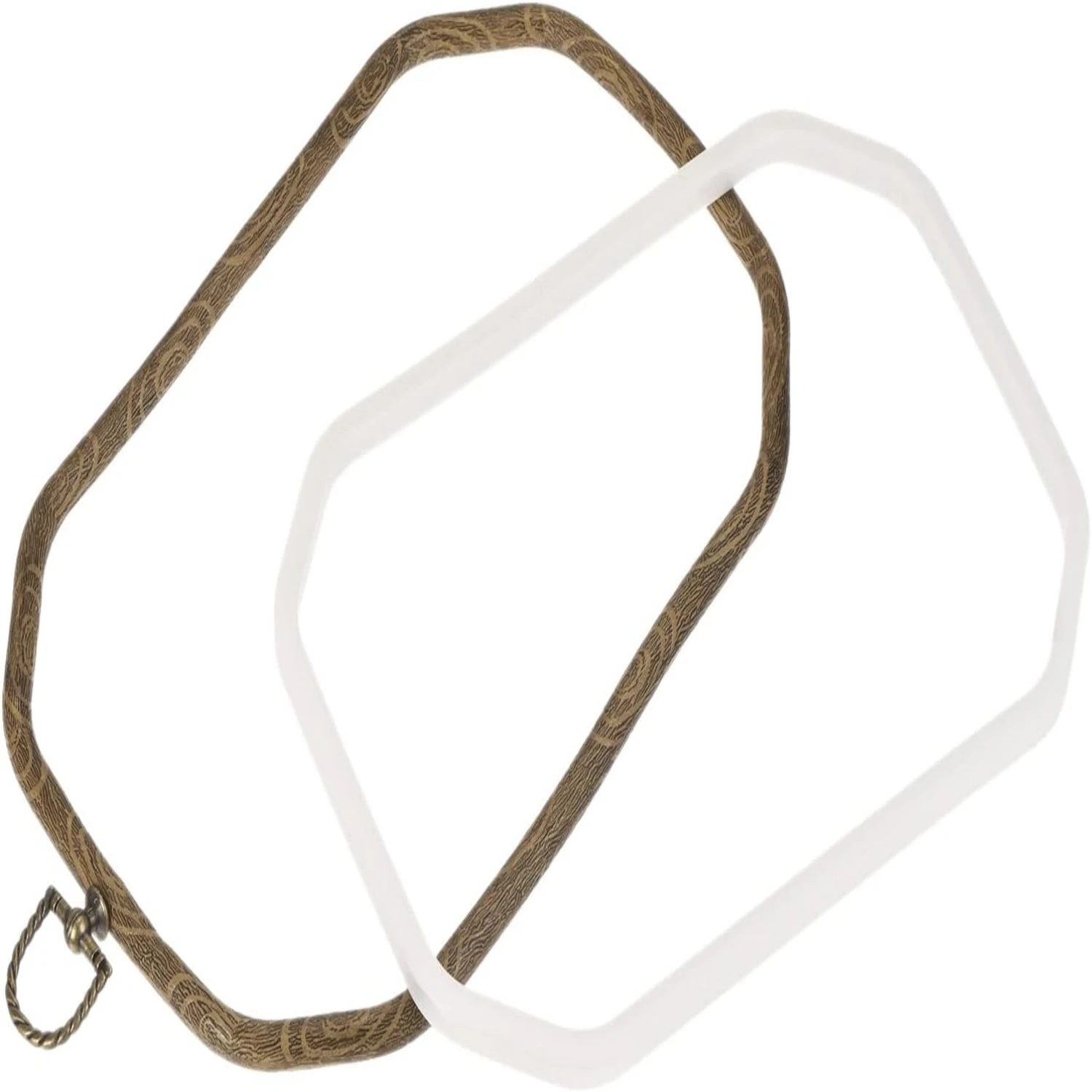 Embroidery Hoop Frame 9x6.5 Inch Octagon Imitated Wood Cross-Stitch Ring for Art Sewing Ornament
