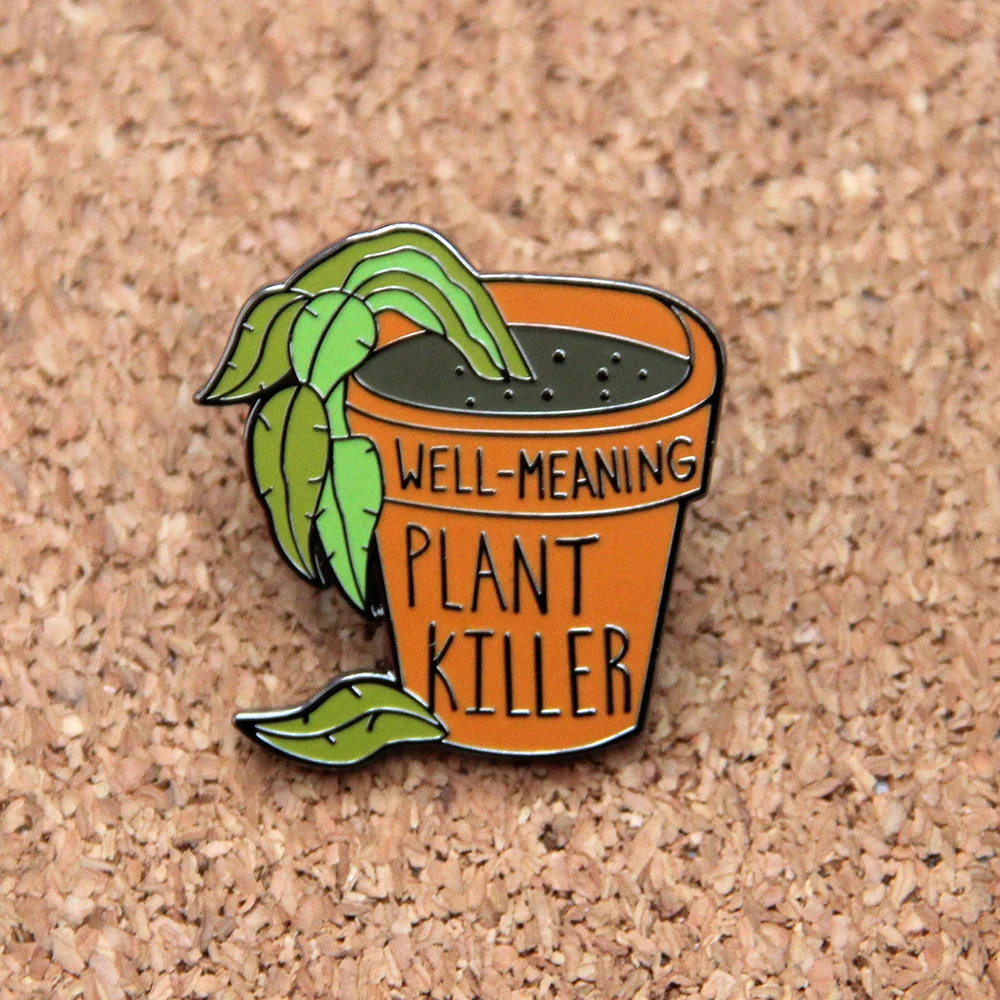 

Metal Badge Potted enamel pin Plant Killer Brooch Lapel Pins Badge Hats Clothes Backpack Decoration Jewelry Accessories Gifts