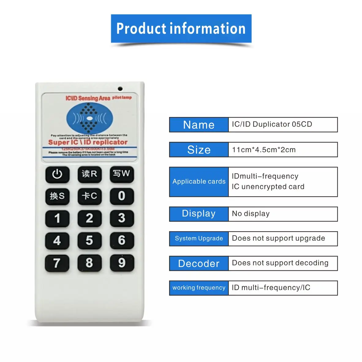 Portable RFID & NFC Card Reader and Writer for Access Control Duplication