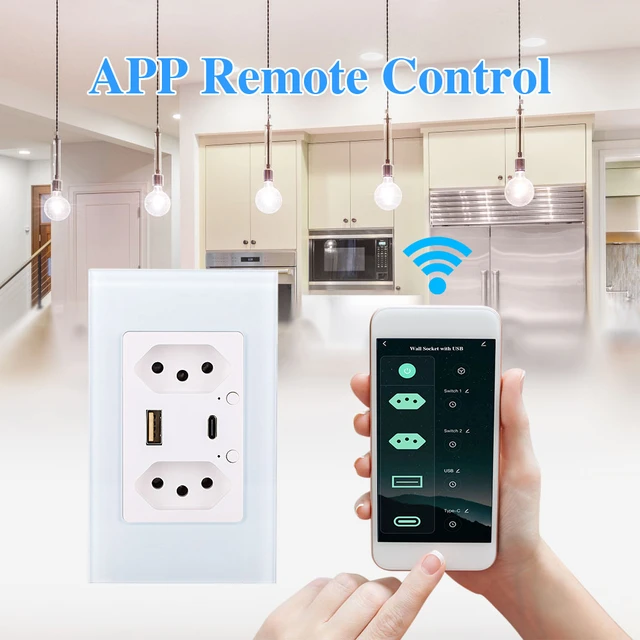 WiFi Smart Brazilian Wall Socket USB Electric Brazil Plug Switzerland  Outlets Plastic/Glass Panel Remote Tuya Alexa Google Home - AliExpress