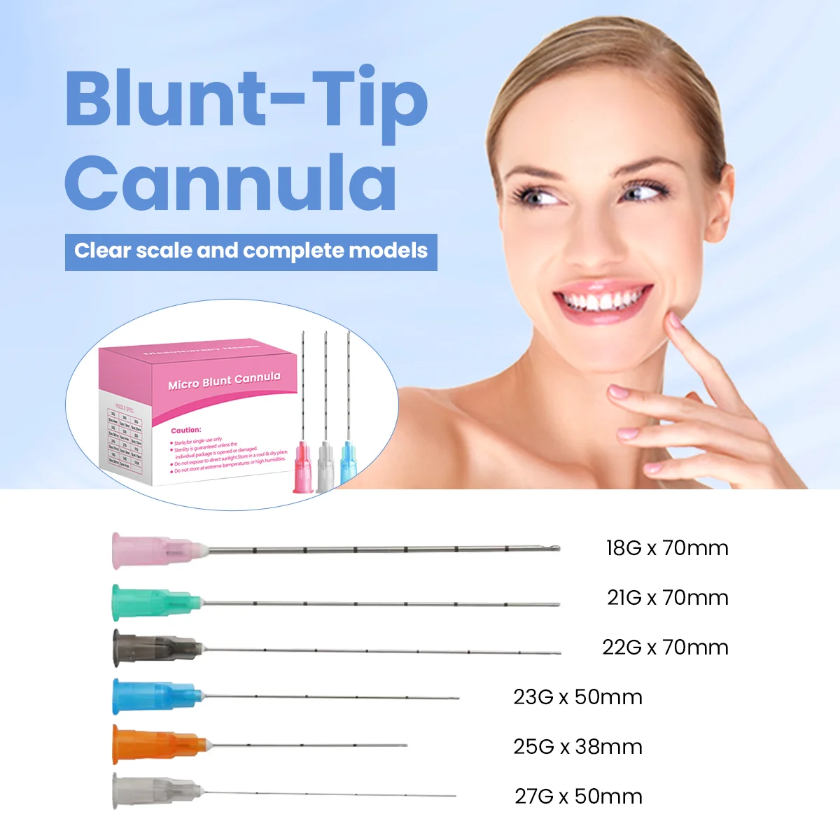 Medical Blunt Cannula 22G 25G 27G 50mm 70mm High Flexible Disposable Use for Fine Care Sterile Blunt Tip Microcannula Needle