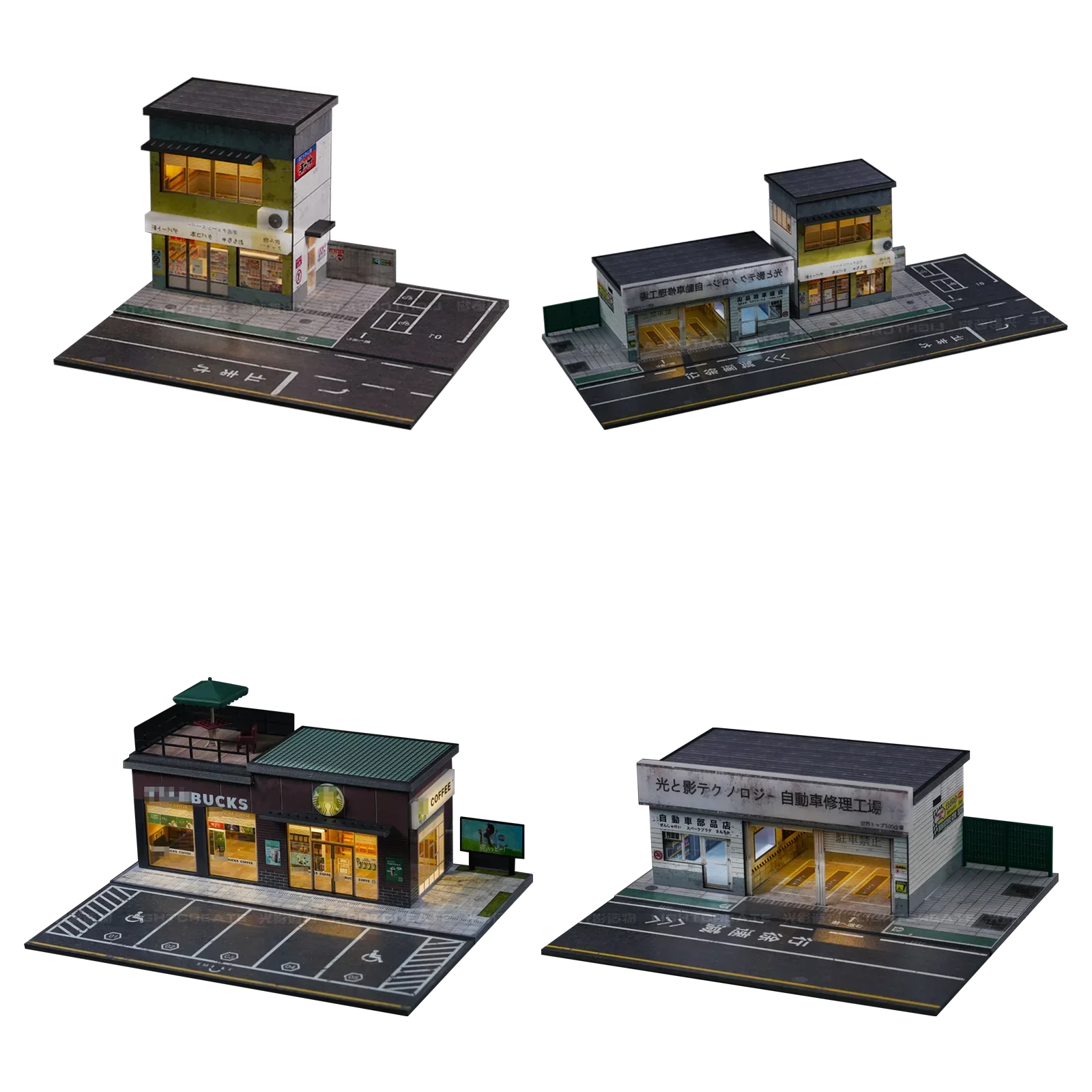 1/64 Diorama Car Garage Model City Street Coffee Shop Repair Workshop Scene Model Xmas gifts 2