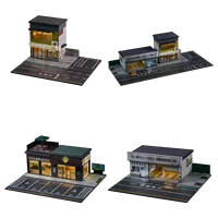 1/64 Diorama Car Garage Model City Street Coffee Shop Repair Workshop Scene Model Xmas gifts 2