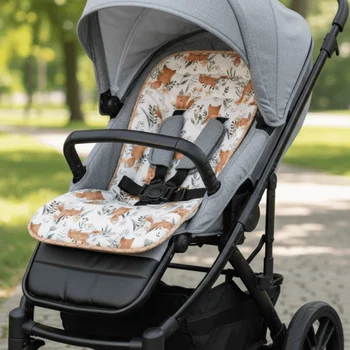 Morbido cuscino per passeggino in cotone stampato a fumetti sedia da pranzo cuscino in cotone traspirante e confortevole cuscino per seggiolino per bambini