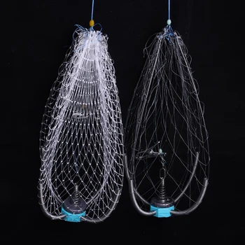 1 pc new automatic unfolding crab cage, sea fishing net, steel wire spring shrimp cage, with a unfolding diameter of 50cm