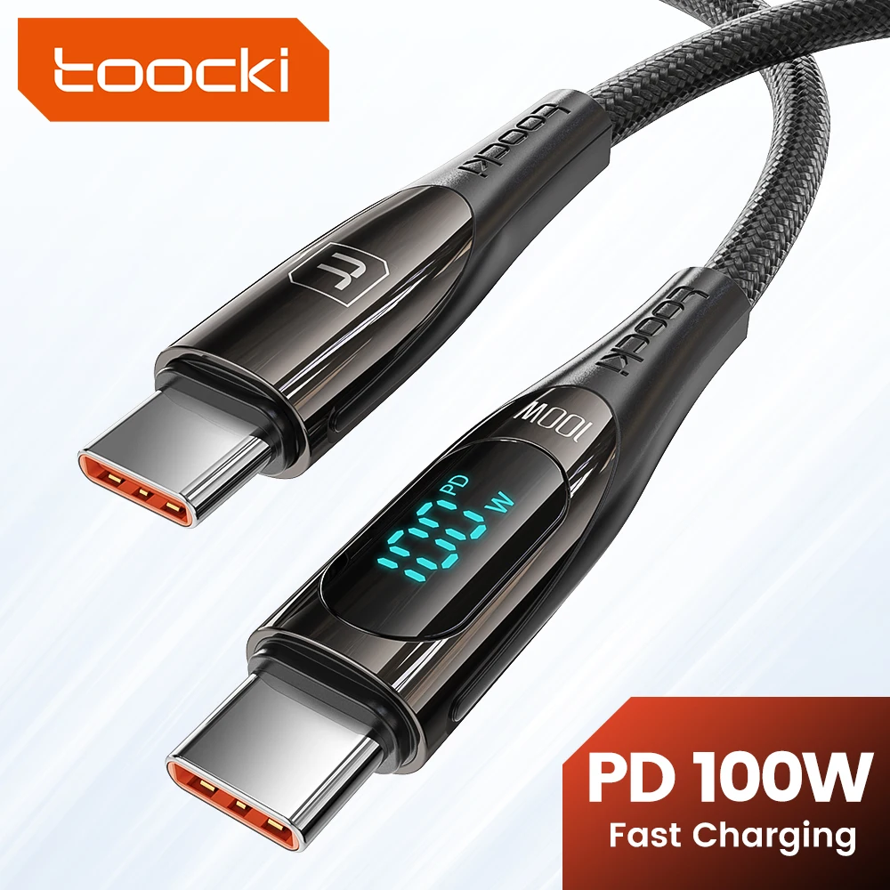 

Кабель Toocki PD 100 Вт с USB C на USB C для Macbook Xiaomi Samsung Poco Realme 6A 66 Вт, кабель для быстрой зарядки, кабель для передачи данных