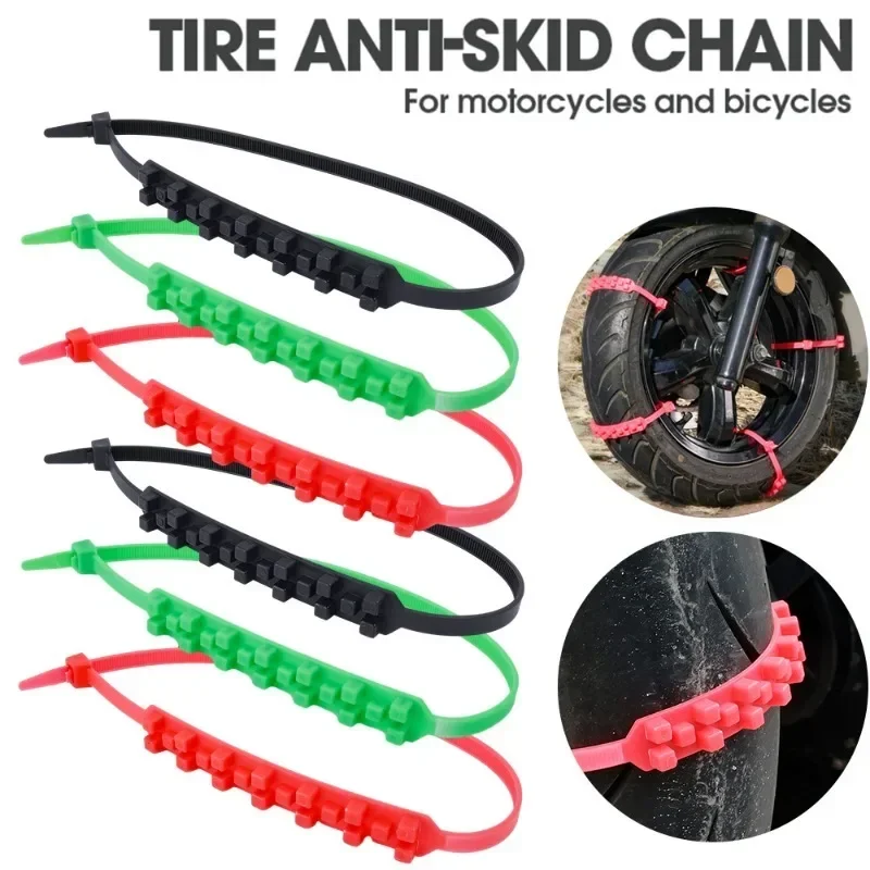 Anti-Skid Snow Chains for Car Motorcycles Bicycles Winter Tire Wheels Non-slip Cable Ties Motorbike Emergency Tire Chain Tool