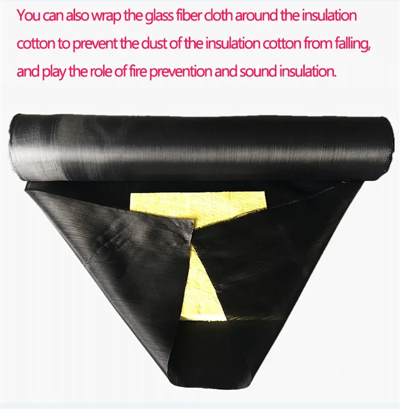 High-density Black Glass Fiber Cloth Fireproof Retardant Partition Material Heat and Cold Insulation Textile Wallcoverings glass fiber cloth