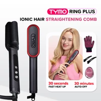 Brosse lissante ionique TYMO RING PLUS anti-brûlure pour femmes, revêtement en titane, 9 réglages de température, écran LED 1