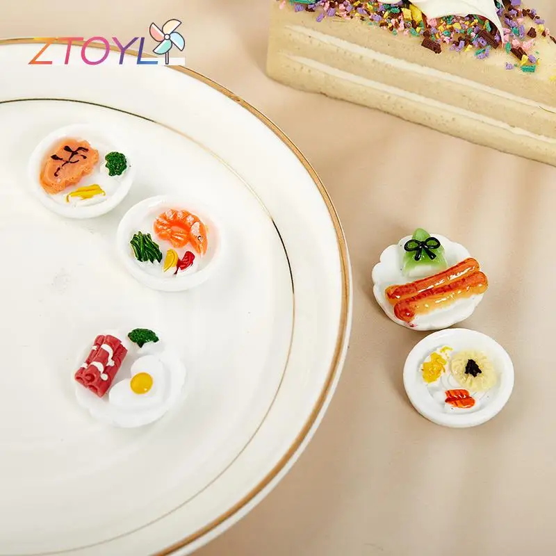 1/12 Dollhouse Miniature Breakfast Plate Egg Bread Simulation mini food model ornaments Dolls House Accessories random sent 5pcs pretend food toys doll house toys