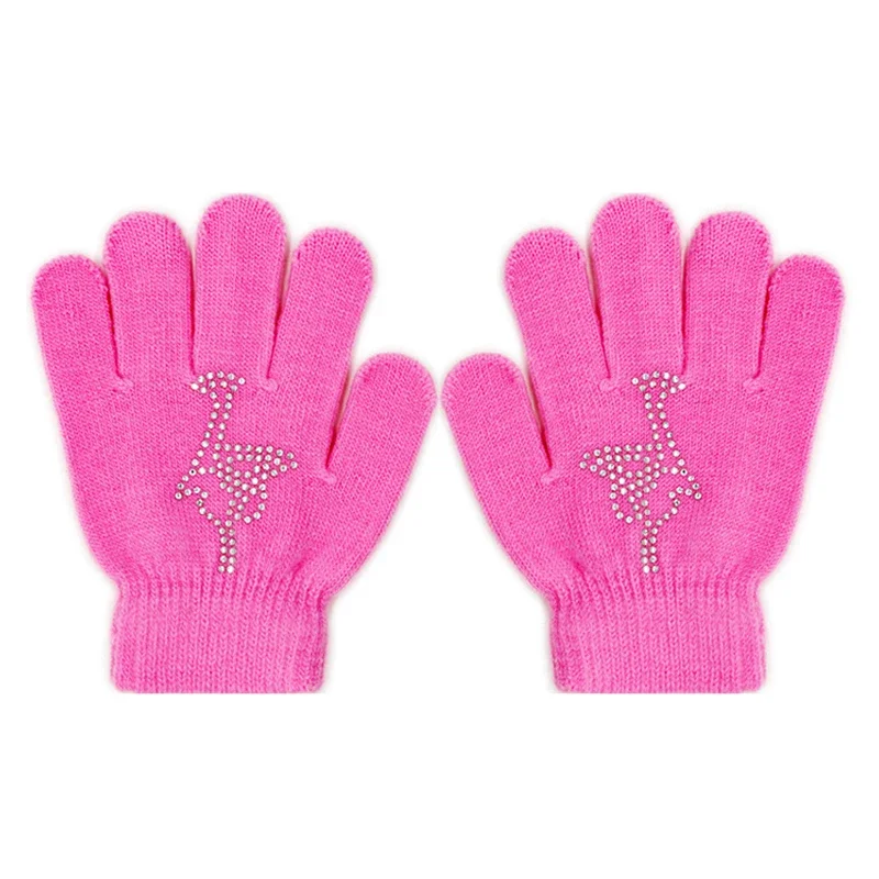 Figure Skating Gloves Non Slip Warm Hand Protector Stretchy Knitted Full Finger Glove Children Adult Skating Gloves Random Style 6