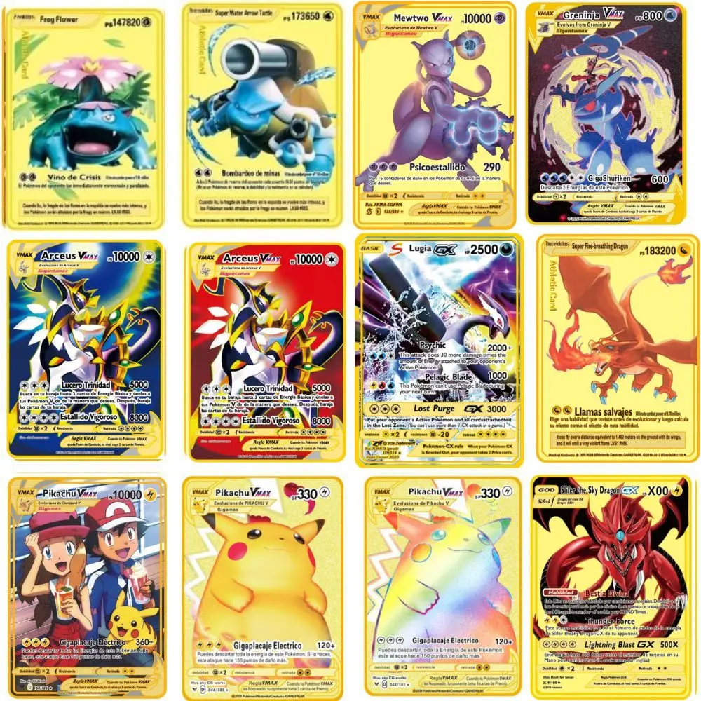 10000 Arceus Vmax DIY Golden Cards in Spanish Iron Metal Pokmo Letters Kids Gift Game Collection Cards
