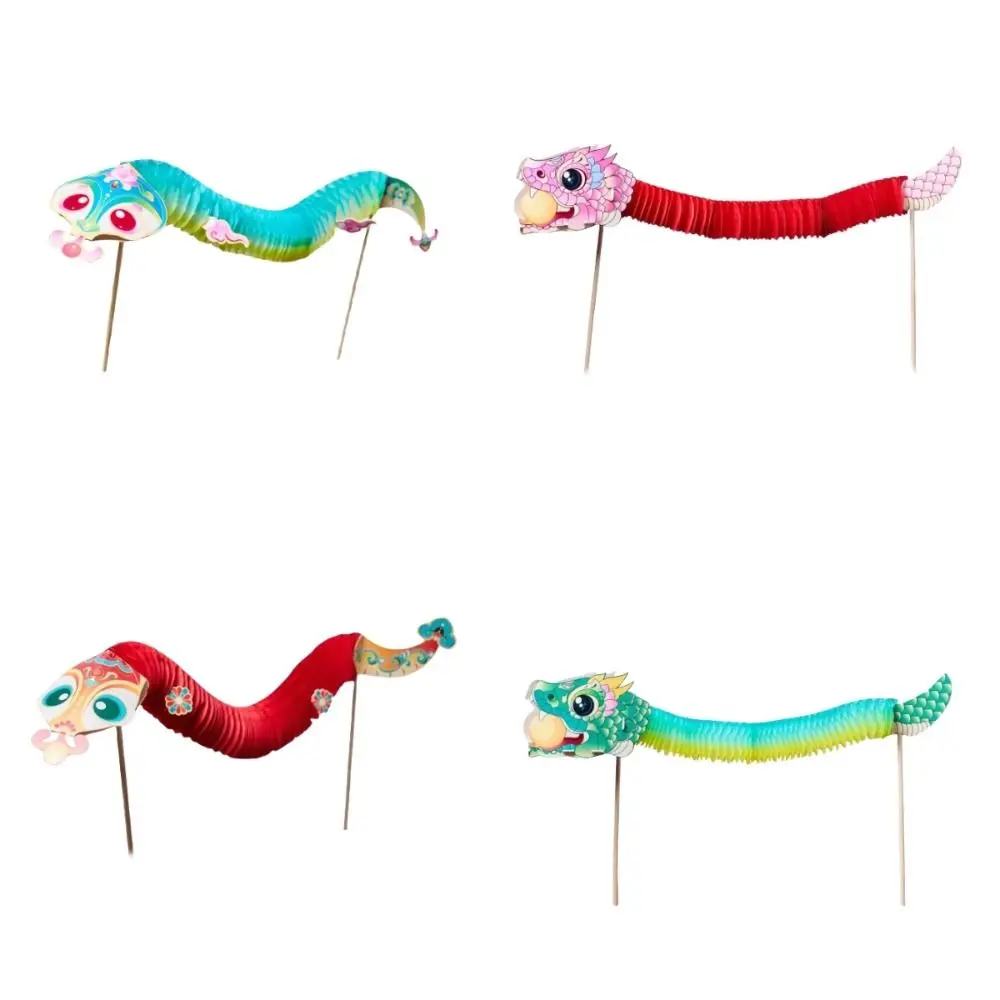 Chinese Tradition Lion Dance 2025 Jubilant Mini Snake DIY Steric Paper Snake Paper Flower Folding Spring Festival