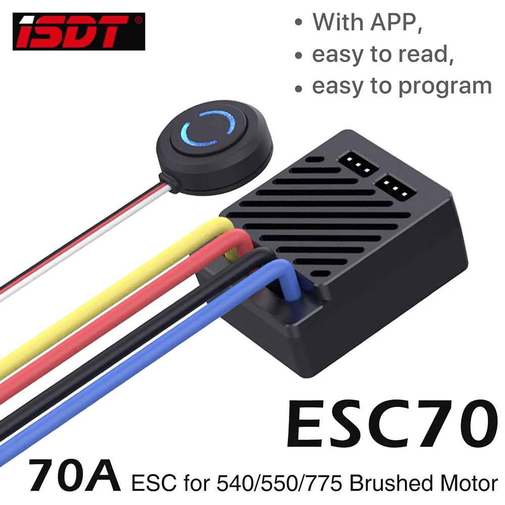 

ISDT ESC70 Водонепроницаемый 70a ESC 2 ~ 3S 5V ~ 7,5 V Регулируемый BEC управление телефоном 540/550/775 матовый двигатель для 1/8 1/10 альпинистского автомобиля