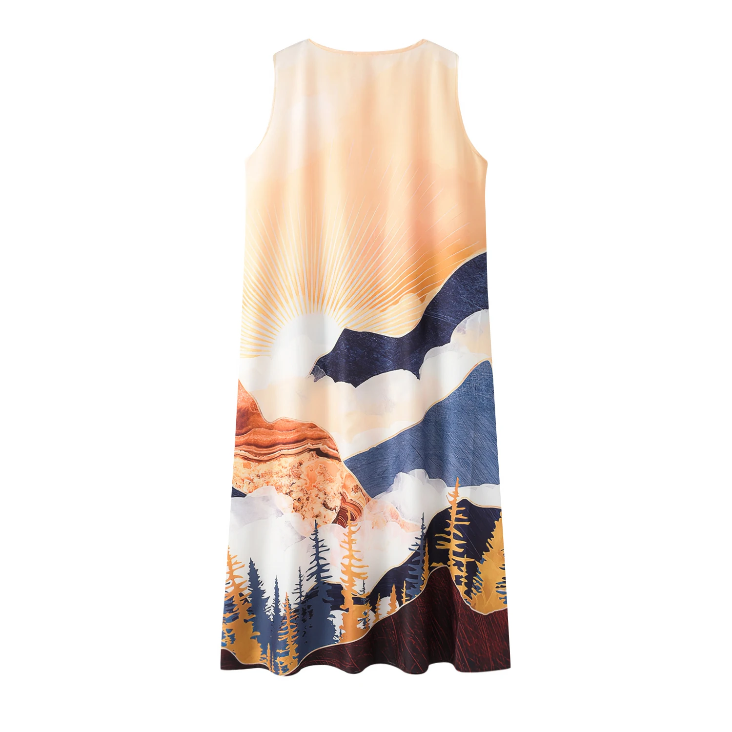 Women Print Long Dress 2022 Summer Casual Loose Sleeveless Dresses Sundress Female Elegant Robe Vintage Maxi Dresses Plus Size dresses for women