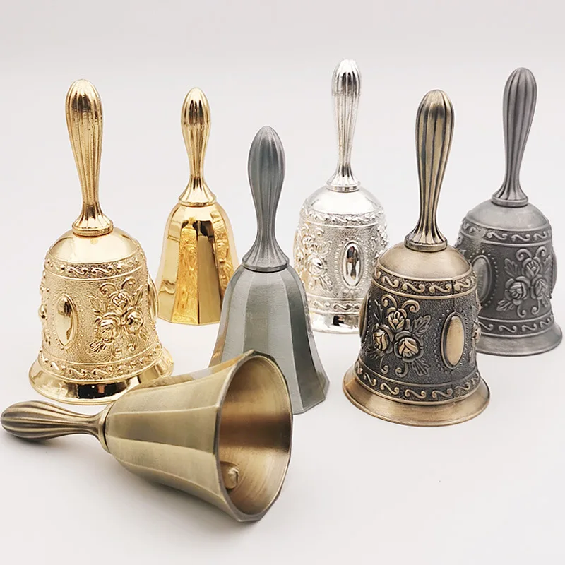 

Retro Hand Call Bell Multi-Purpose Bells for Craft Wedding Decoration Alarm School Church Classroom Bar Hotel Vintage Bell 2023