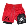 Men's Anime Hunter x Hunter Gym Shorts Bilayer 2-in-1 Breathable Quick-drying Absorb Sweat Sports Short Gym Jogging Pants 2