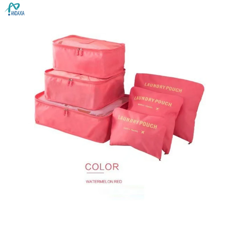 Cross-Border Explosive Product Travel Bag Oxford Cloth Storage Underwear Bra Organizing Bag Shoe Storage Six-piece Set
