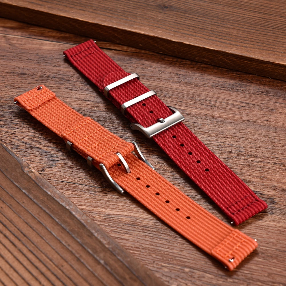 Two-Piece Ribbed Nylon Quick Release Watch Strap - Versatile Wristband Accessory