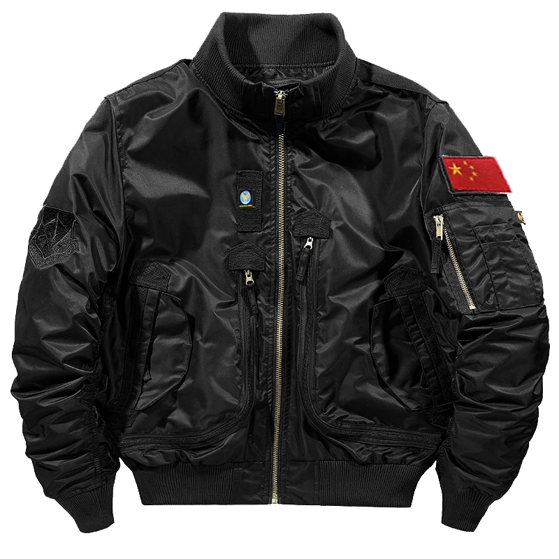 Ma-1 Bomber Jacket Men's Tactical Work Big Pocket Baseball Suit Coat Autumn Vintage Vertical Collar Windproof Motorcycle Jacket