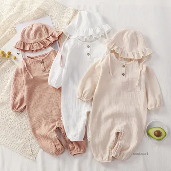 Vestiti del bambino tuta neonato ragazze ragazzi mussola primavera autunno cotone manica lunga neonati pagliaccetto 0-24M
